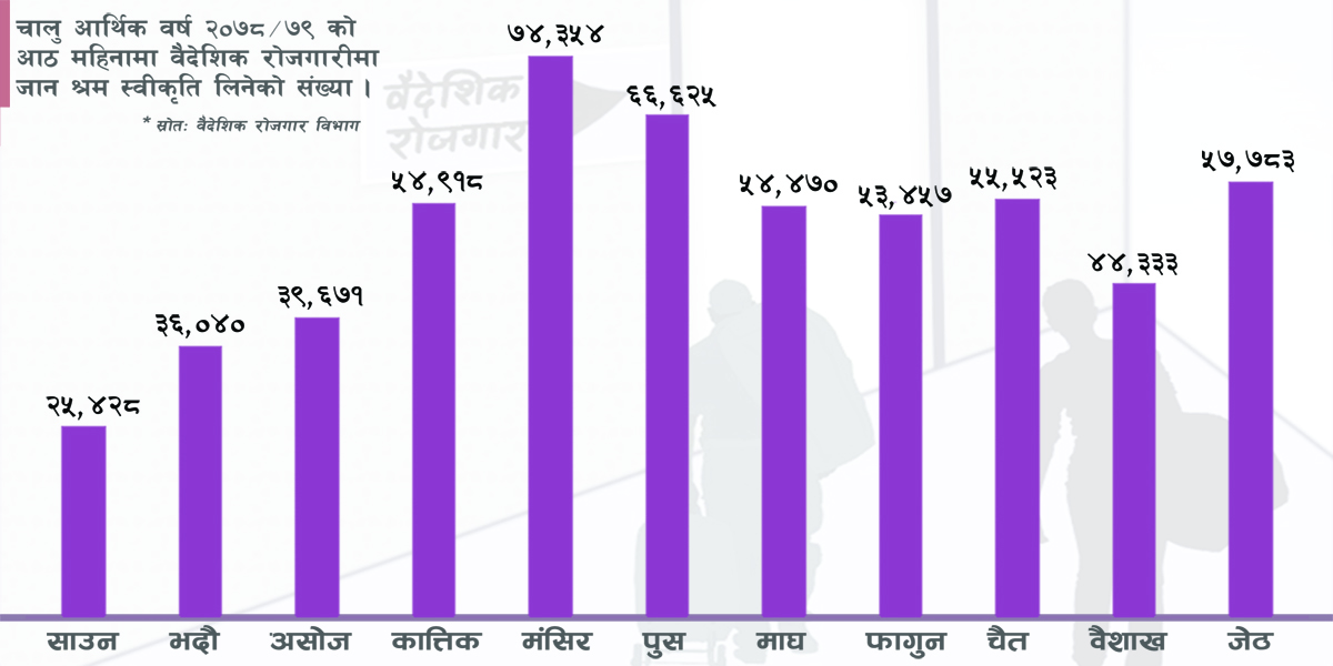जेठमा करिब ५८ हजारले लिए श्रम स्वीकृति